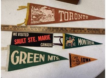 Lot 5 Of Pennants Incl  Green Mountains, Toronto, Montreal & Iowa