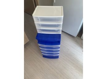 2 Sets Of Plastic Drawers , 4 Wheels Inside One