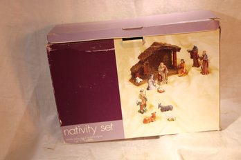 Nativity Set, Includes Creche And 11 Porcelain Figures With Original Box