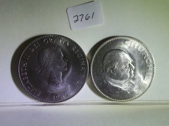 Coins - Circulated - 2 X 1965 British Elizabeth II Churchill