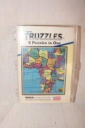 Vintage The Original TRUZZLES 6 Puzzles In One Small Pack -Geography -educational/ Kids Need To Know The World