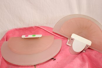 Vintage  2 Mid Century/ Art Deco Style Wall Light Fixtures, Pink & White Frosted Glass, Expensive (see Others)