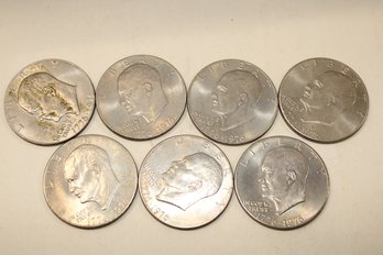 Coins - Circulated - US Bicentennial 7x Coins 6X 1976 Eisenhower Dollars AND 1X 1976  'd' Eisenhower Dollar