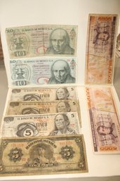 Coins - Circulated - Miscellaneous Denomination Mexican Paper Currency 8 Bills, El Banco De Mexico