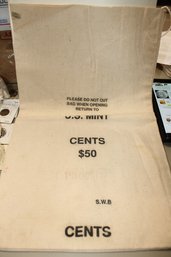 Coins - US MINT BAG  -Empty - Labeled $50 In Cents - Made Of 100 Cotton Duck Canvas, Not Sure If Ever Used