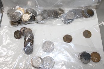 Coins - Circulated  10 Bags Of Miscellaneous Foreign Coins,  See Pics