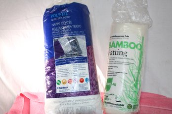 Crafts - Quilting - Sewing  - 2 Batting Pieces, New In Bag, Bamboo 60x60, Poly- Fil 81x 96, Perfect In Bags