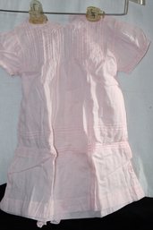 Vintage Antique Beautiful  Pink Dress - Handmade 'BML' Small Embroidered Flowers,