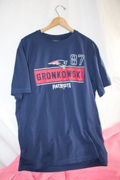 Authentic NFL Team  Apparel Shirt,  87  Patriots  Gronkowski  - Navy Blue - Size Large - Made In Haiti