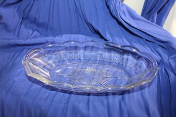 Vintage  Heavy Glass Bowl - Great Size And Look For Fresh Cut Vegetables ! 10 X 5 X 2
