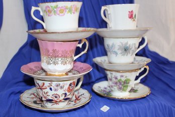 Vintage 6 Tea Cups Saucer - Gilted Bone China-Vale, Elizabethan, Royal London, Fresiar, Rosina, Royal Standard