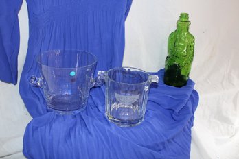 Ornate Ice Buckets -Tiffany (Hungarian) Curly,  Art Deco Petite Liqueur, Green Shepherd Liquor Bottle W/toes!