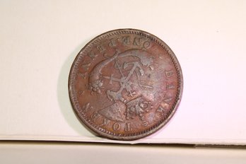 Coins - Circulated - 1854 Canadian Bank Of Upper Canada 1 Penny