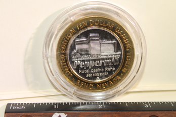 Coins - Circulated - .99 Silver  1 Ounce Limited Edition - $10 Gaming Token - Peppermill Reno NV
