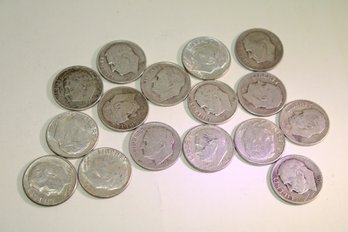 Coins - Circulated  16 Total Silver Roosevelt Dimes - Varied Years & Mints