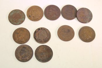 Coins-Circulated -11 Indian Head Cents - Various Years