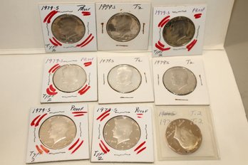 Coins-un-Circulated -1979 'S'  Proof -(9)  Kennedy Half Dollars