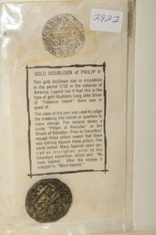 Coins -REPRODUCTION -Gold Doubloon Of Phillip V With Written History