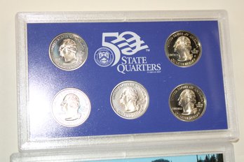 Coins - Un-Circulated -2006 - 5 Coin State Quarter Set &  3 Nickel Westward Journey Set With C.O.A.