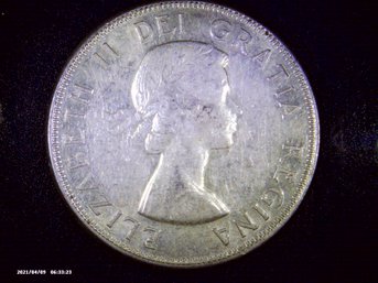 Coins - Circulated -Silver- Canadian -1960 Silver 50 Cent Piece - Elizabeth II