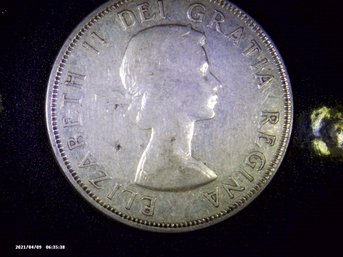 Coins - Circulated -Silver- Canadian 1962 - Silver 50 Cent Piece - Elizabeth II