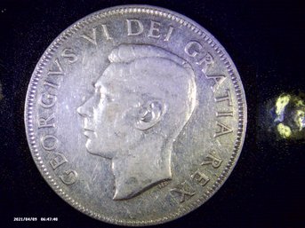 Coins - Circulated - Silver Canadian 1952 - Silver 50 Cent Piece - George VI