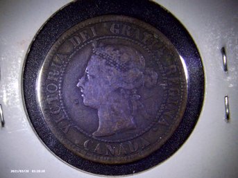 Coin- Circulated - 1882 Canadian -1 Cent- Queen Victoria