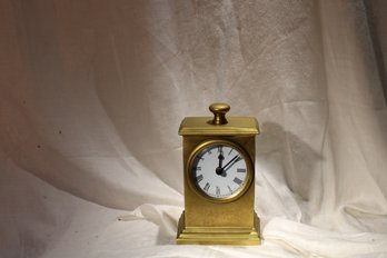 Vintage Small Very Heavy Brass Mantle Clock