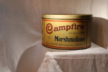 Vintage Awesome Tin Container -campfire Marshallows Labeled As 'the Original Food!!' Milwaukee & Cambridge