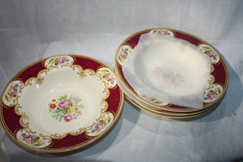 4 Staffordshire England Bowls, Myott Shield, Nice As Cranberry Sauce Bowls, Soup/ Pasta/stew Bowls For Holiday