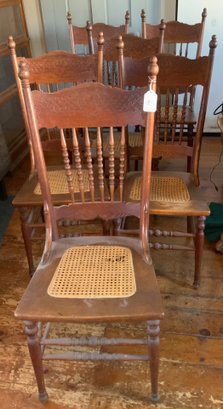 6  Oak Cane Seat Side Chairs