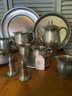 19  Pieces Of Modern Pewter, Plates, Teapots, Candle Holders, Etc.
