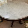 Victorian Black Walnut Marble Top Oval Table