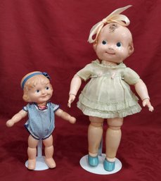 Lot Of 2 Composition & Wood Segmented Dolls