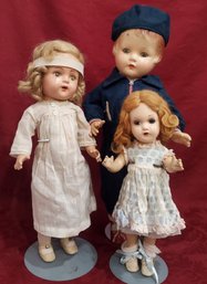 Lot Of 3 Composition Dolls