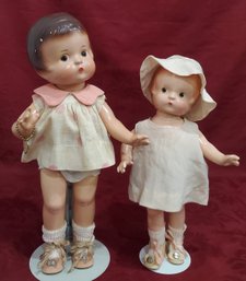 Lot Of 2 Composition Dolls