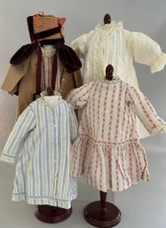Lot Of 4 - Antique Doll Dresses