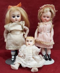 Lot Of 3 German All Bisque Dolls