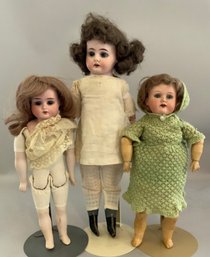 Lot Of 3 German Bisque Dolls