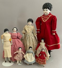 Lot Of 8  Black Hair China Dolls