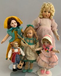 Lot Of 4  Lenci Type Felt Faced Dolls