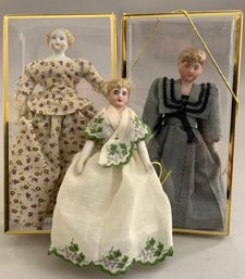 Lot Of 3  All Bisque Lady Dolls