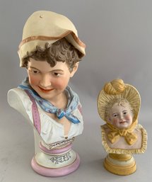 Lot Of 2 Porcelain Figural Busts