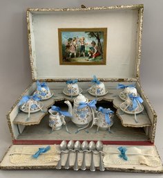 15 Long French Paper Covered Childs Tea Set