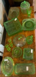 Large Lot Of Assorted Depression Glass In Case