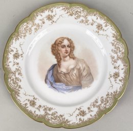 Limoges Porcelain Cabinet Plate Mme. De Lavalliere