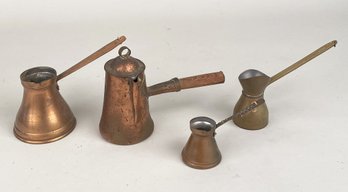 Copper Chocolate Pot & Three Copper Measures