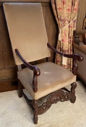 William & Mary Style Carved Walnut Open Armchair
