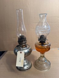 Two Antique Kerosene Lamps
