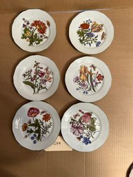 Estate Set Six Bareuther Waldsassen Bavarian Floral Decorated Desssert Plates